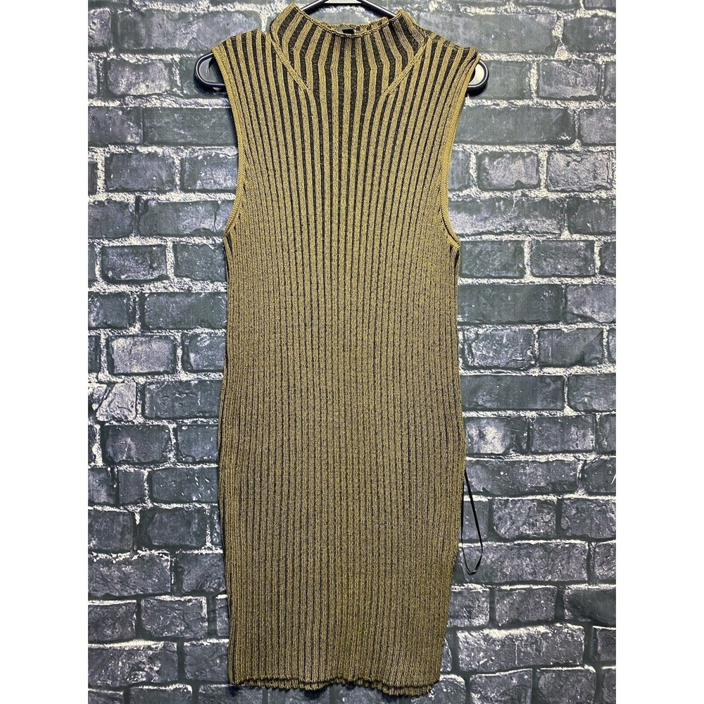Rock & Republic Sweater Dress Womens XL Black Gold Tan Striped Sleeveless Boho